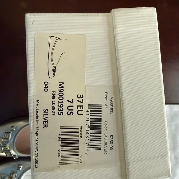 Marc Jacobs Silver Studded Leather Ballet Flats - Picture 4 of 4